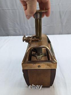 Wonderful Antique Brass & Wood Butter Cheese Press Mold Letter M Heavy Duty