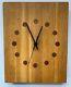Wood Wooden Clock Butcher Block Heavy Duty Inlaid Modern Design Works Tested