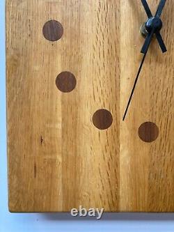 Wood wooden clock butcher block heavy duty inlaid modern design WORKS TESTED