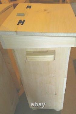 Wooden tall kitchen trash bin unfinished pine wood, use 30-35gal. Bag