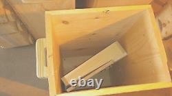 Wooden tall kitchen trash bin unfinished pine wood, use 30-35gal. Bag